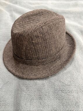 Textured Brown Tweed Trilby Hat for Men
